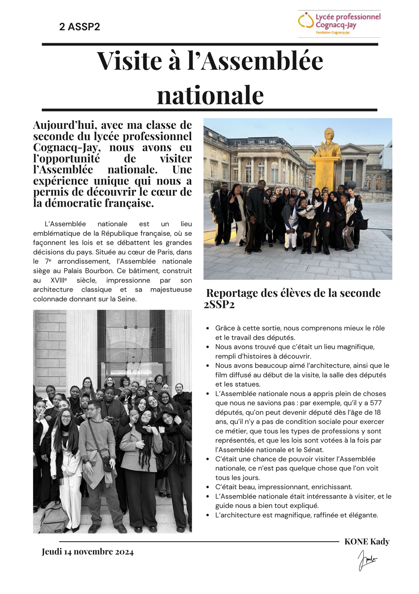Visite à l’Assemblée nationale